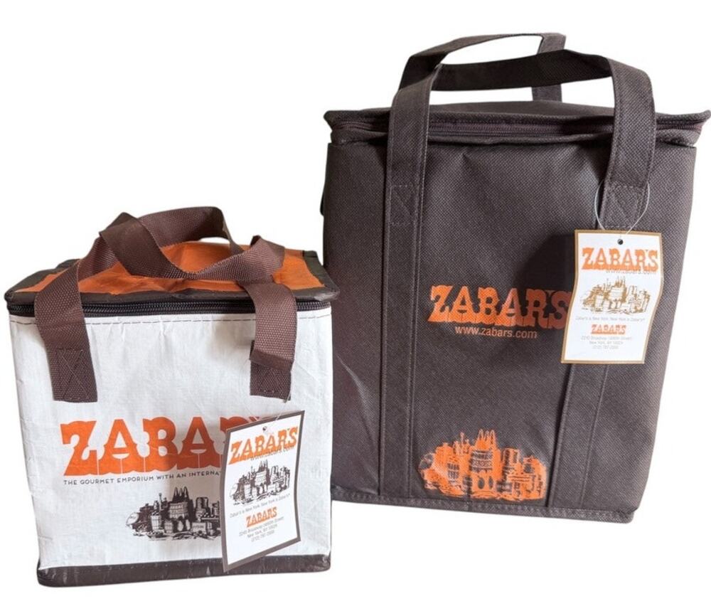 Zabars Reusable Insulated Bag Set of 2 New York City Brown Orange Gift NYC Fun